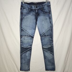 Sinclair Ladies Moto Blue Jeans Size is Approx. W29 L29
